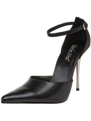Women's Shoes 4'' Steel Stiletto Heel D-Orsay Pointed Toe Pump - Black Kid PU