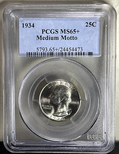 1934 P Washington Silver Quarter Medium Motto PCGS MS65+