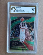 Trae Young Select Green Wave Prizm /50 2023/24 - #243 - CGA 9 MINT not PSA 