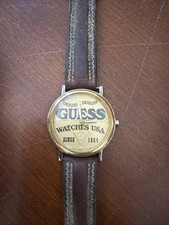 Vintage 1995 GUESS Original Design Bubble Glass LOGO Analog Unisex Watch Nice