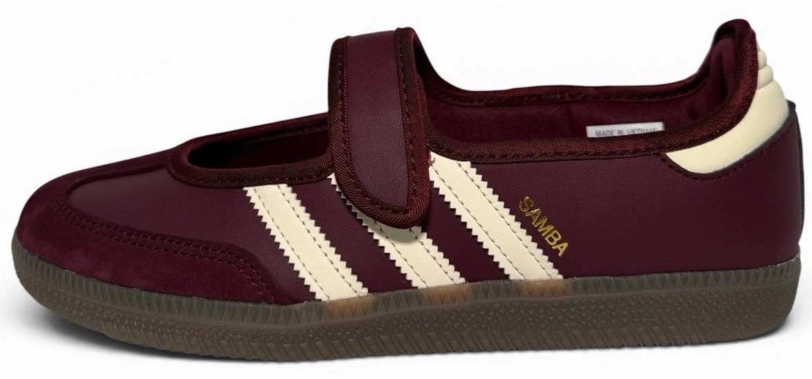 adidas Samba Mary Jane Maroon Cream White Gold Metallic W for sale