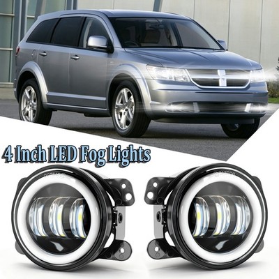 Pair 4 inch LED chip fog lights White Halo Ring DRL For Dodge Journey 2009-2015
