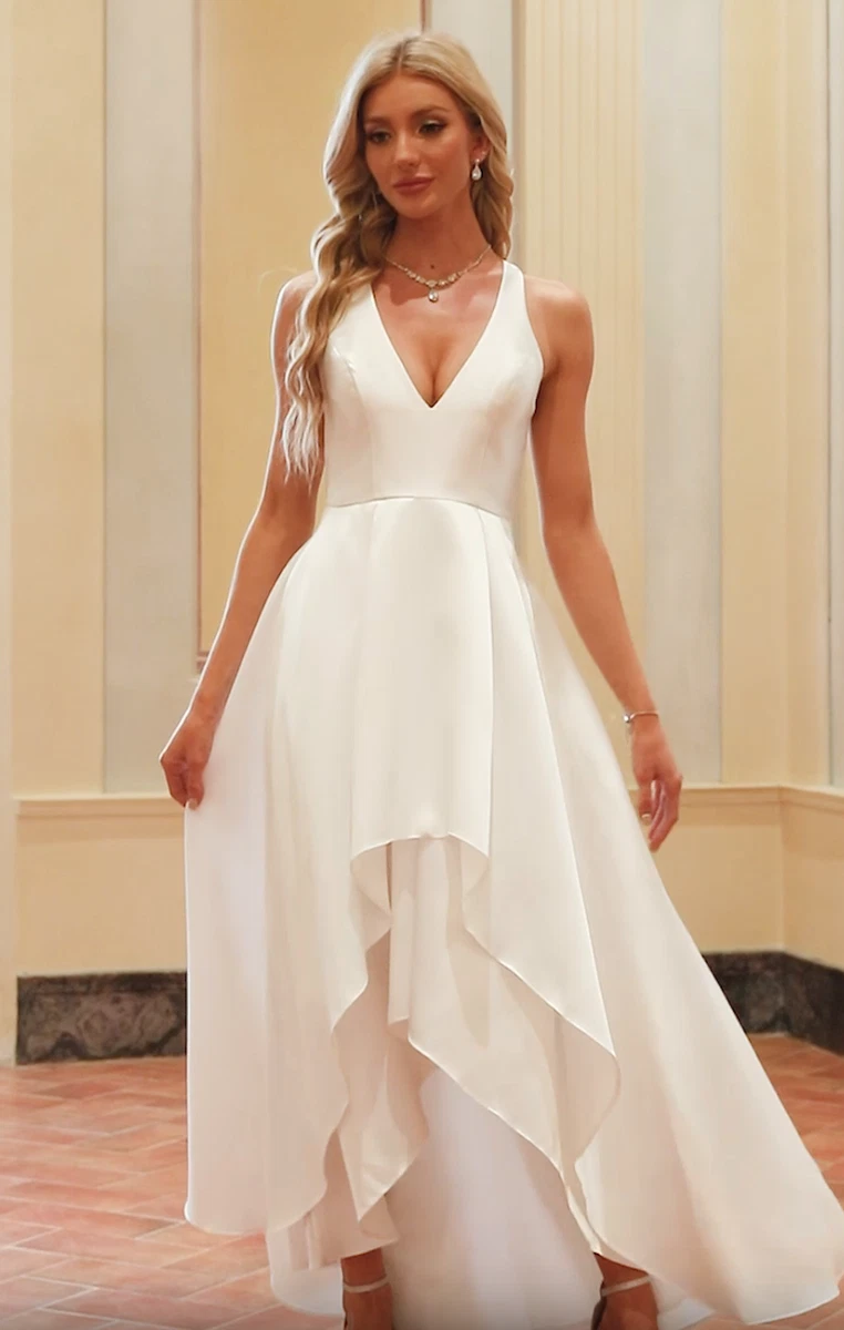 Ivory Satin Sleeveless Bridesmaid Dresses for sale | eBay