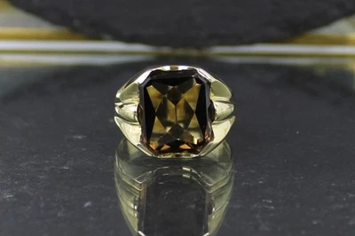 Herrenring, Siegelring, Goldring mit Rauchquarz, 585er Gelbgold, 14 Karat - Bild 1 von 4