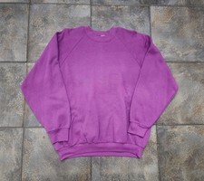 Vintage 90s Fruit Of The Loom Women's Large Blank Purple Crewneck Sweatshirt
