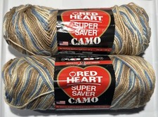 LOT of 2 RED HEART CAMO SUPER SAVER in MIRAGE 5oz 244yds E300 Acrylic Yarn