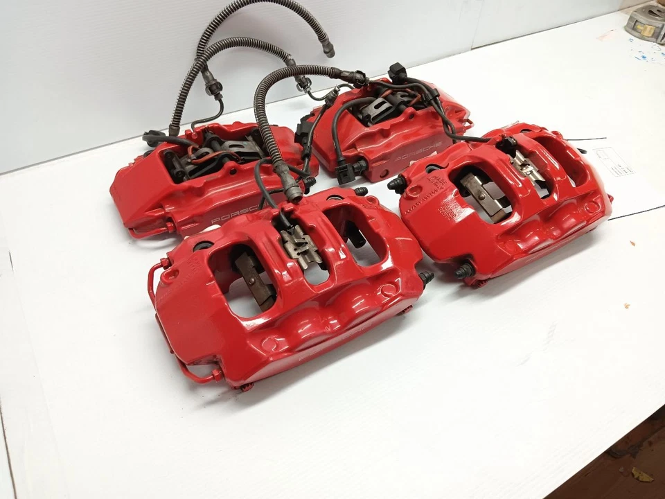 Juego de pinzas de freno delanteras traseras 13-16 Porsche Boxster Cayman S rojo Brembo OEM Foto 2 de 4