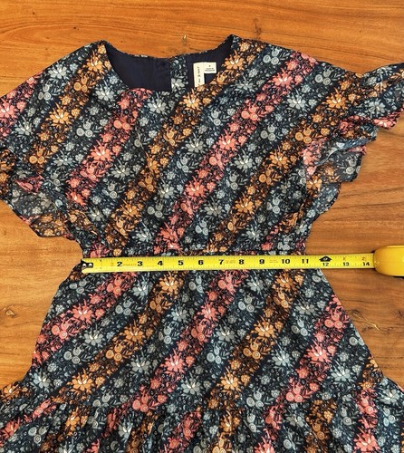Janie and Jack Diagonal Multicolor Floral Stripe Ruffle Dress Girls Size 8 - Picture 8 of 9