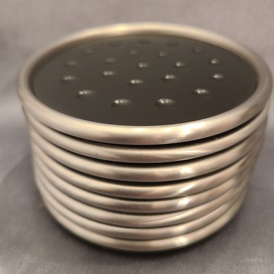 Interdesign Stainless Steel Plastic Drinks 8 Doto Coasters RARE Kitchen Black 