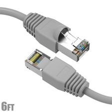 6FT Cat6A RJ45 Network LAN Ethernet SSTP Shielded Patch Cable 26AWG Copper Gray