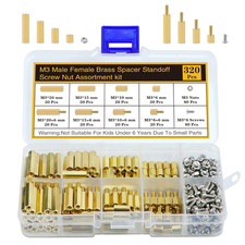 320Pcs M3 Motherboard Standoffs Screws Nuts Kit, Hex Male-Female Brass Spacer St