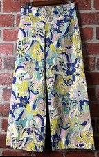Anthropologie Maeve The Colette Cropped Wide Leg High Rise Pants Floral Size 28