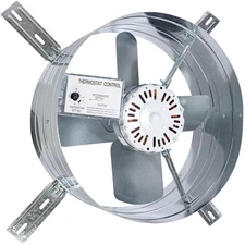 14-Inch Single Speed Gable Mount Attic Ventilator Fan with Thermostat - Gray