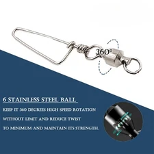50PCS Fishing Ball Bearing Swivels with Coastlock Snap Fishing Connector