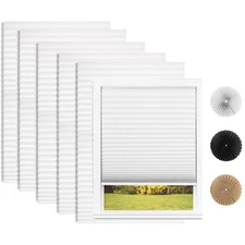 6 Pack Temporary Blinds, Pleated Paper Blinds for Indoor Windows Cut to Size ...