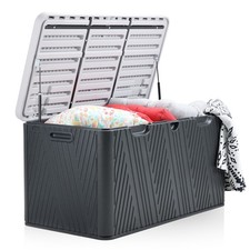 85 Gallon Outdoor Deck Box Storage Patio Chest Organizer w/Air Rods Lockable Lid