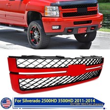 Front Grille Victory Red Black Mesh For Chevy Silverado 2500 Hd 3500 2011-2014 Front Grille Victory Red Black Mesh For Chevy Silverado 2500 Hd 3500 2011-2014