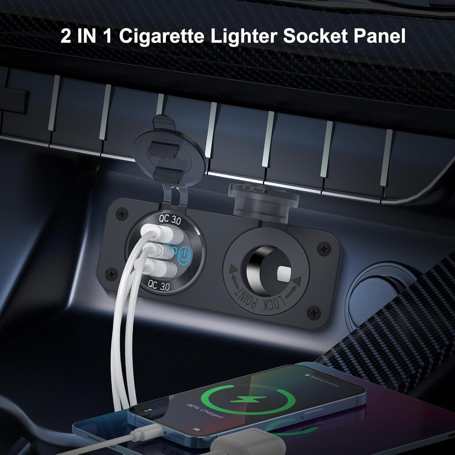 12V USB Outlet Marine Switch Panel 12 Volt Plug PD3.0 & Dual Quick Charge 3.0 U