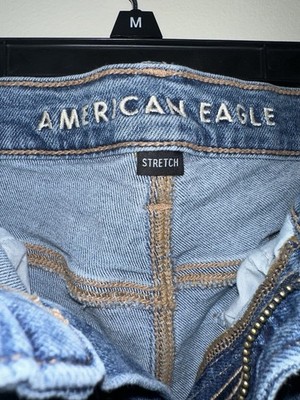 American Eagle Women s 90s Straight Stretch Denim Jeans Blue Medium Wash Logo