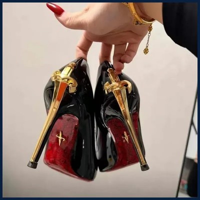 2026 Early Spring New High Heels Women's Fine Heels Pointed Metal Swords Sexy