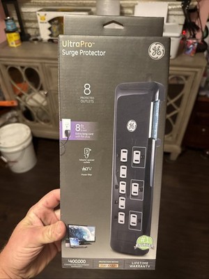 NIB GE UltraPro 8 Outlet Surge Protector With USB Charging Dock 4 ft Cord NEW