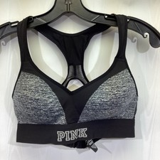 Victoria's Secret PINK Ultimate Sport Bra Heather Gray Black SMALL Racerback