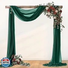 Loopiske 2 Panels Emerald Green Fall Wedding Arch Draping Fabric 29" x 6.5 Ya