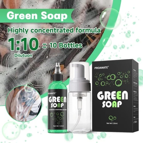 proamate Green Tattoo Soap 4OZ with Foaming Bottle 120ml, Tattoo Soap Tattoo Sup image 2