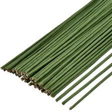 60 Pack Floral Wire Stems, 2 Gauge 16 Inch Artificial Flower Stem Rods Green 