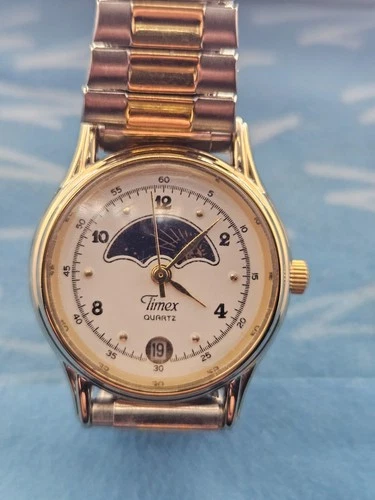 Vintage Timex Women's Quartz Watch with a Moon Phase Indicator