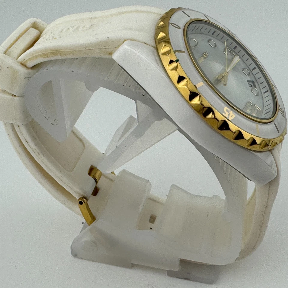 Reloj de Cuarzo Stuhrling Unisex 30m Blanco Cerámica Bisel Giratorio Analógico Batería Nueva Foto 3 de 4