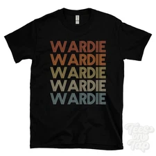 WARDIE REPEATED RETRO STYLE T-SHIRT mens & womens uk place name gift