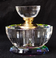 Art Deco Faceted Crystal Rainbow Prism Perfume Bottle With  Stopper.