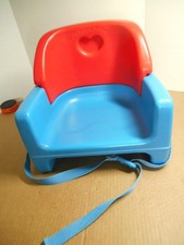 Fisher Price Grow with Me 1990's Vintage Booster Chair Seat Strap Red Blue