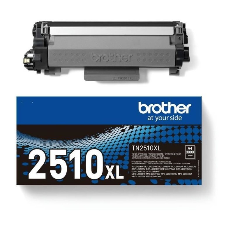 Toner Brother TN2510XL noir haute capacité résolvant les pannes d'encre au bureau