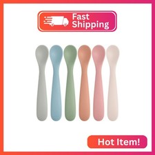Eascrozn 6 Pack Silicone Baby Spoons, Baby Spoons Self Feeding 6 Months , BPA Fr