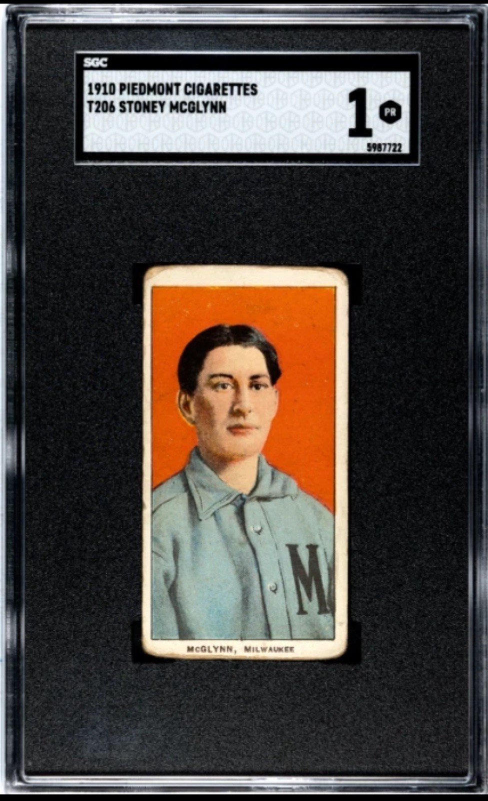 1909 - 1911 T206 STONEY MCGLYNN PIEDMONT 350 SGC BASEBALL CARD MILWAUKEE BREWERS