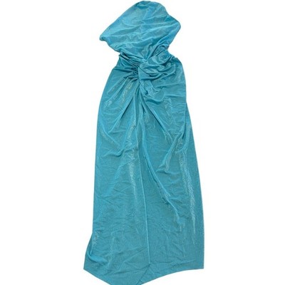 BAOBAB Cover Up Women Large Lazuli Blue Shimmer Miamar One Shoulder Ruched Slit