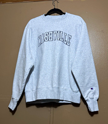 Champion ReverseWeave Nashville Crewneck Sweatshirt Gray Spellout Varsity Mens M