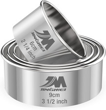 4-Piece Round Cookie Biscuit Cutter Set Stainless Steel with Size Markings