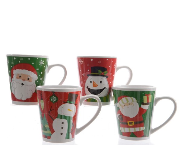 Tassen 4Er Set Becher Keramik Nikolaus Schneemann Weihnachten-image