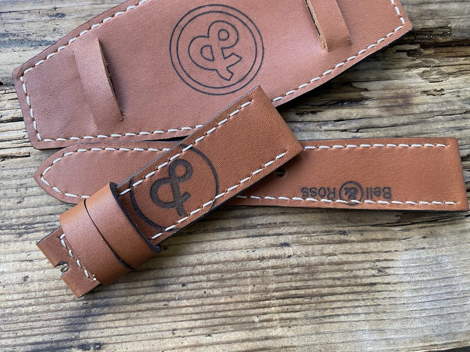 22/18mm handmade leather watch strap, Bell & Ross logo + Pad - Image 2 of 4