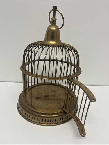12” Brass Birdcage Vintage 1991 With Door Hanging Decorative Display Bird Cage