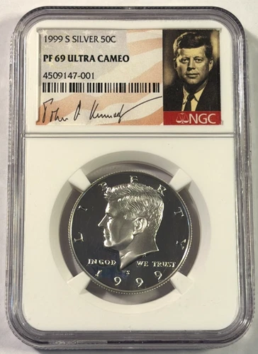 1999s Kennedy Silver Proof Half Dollar PF69 Ultra Cameo NGC, Signature Holder!