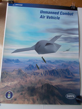 Affiche véhicule aérien de combat sans pilote UCAV 18x24 Boeing,NOS, DARPA Dept Air Force