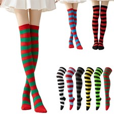High Over the Knee Socks Long Plain Striped Thigh High OTK Socks