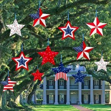 16 Pcs 4th of July Hanging Star Lawn Sign Star Patriotic Yard Signs Decoratio...