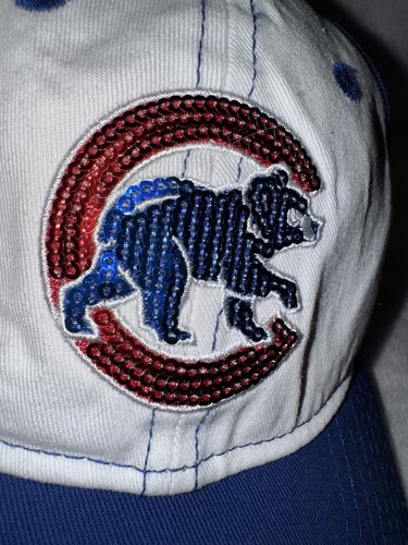 Chicago Cubs Hat Cap Womens Strapback OSFM Blue White Sequin New Era 9twenty - Picture 10 of 10