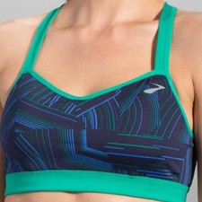 BROOKS Green Navy Blue Sports Athletic Workout Running Athleisure Sports Bra Med