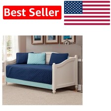 Elegant 5pc Reversible Daybed Cover Set - Navy Blue/Light Blue Embossed